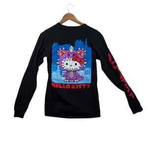 Hello Kitty And Friends Godzilla Black T Shirt Adult Anime Long Sleeve sz S